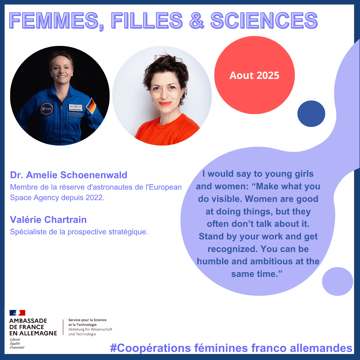 Valérie Chartrain et Amelie Schoenenwald: « Make what you do visible. Women are good at doing things, but they often don’t talk about it. Stand by your work and get recognized. You can be humble and ambitious at the same time. »